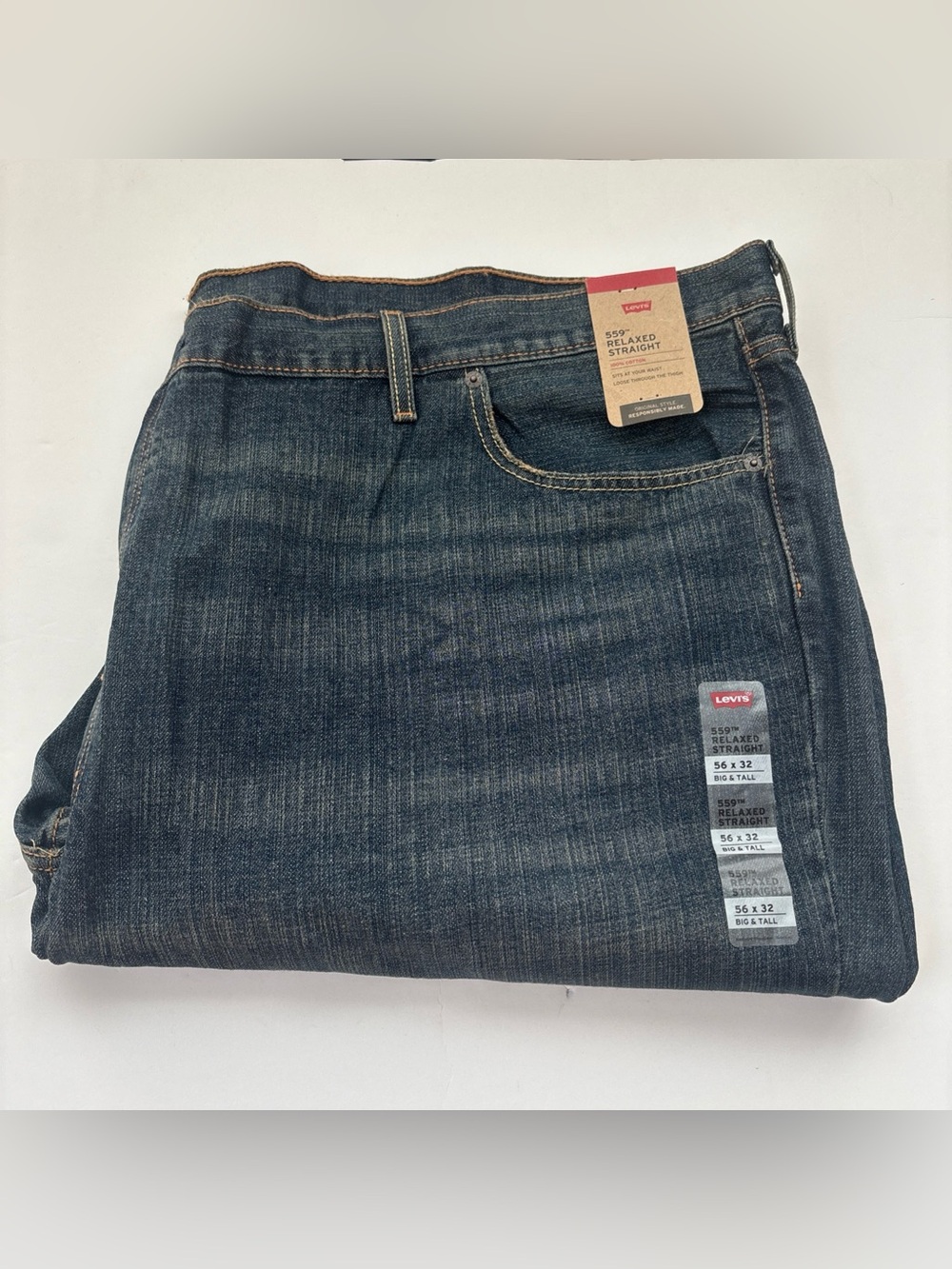 Levis 559 Jeans Men 56x32 Blue Relaxed Straight Fit Denim Medium Wash 100%Cotton